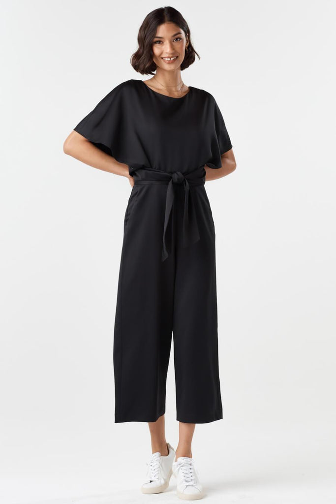 VETTA 0 / Black The Satin Cape Jumpsuit capsule wardrobe