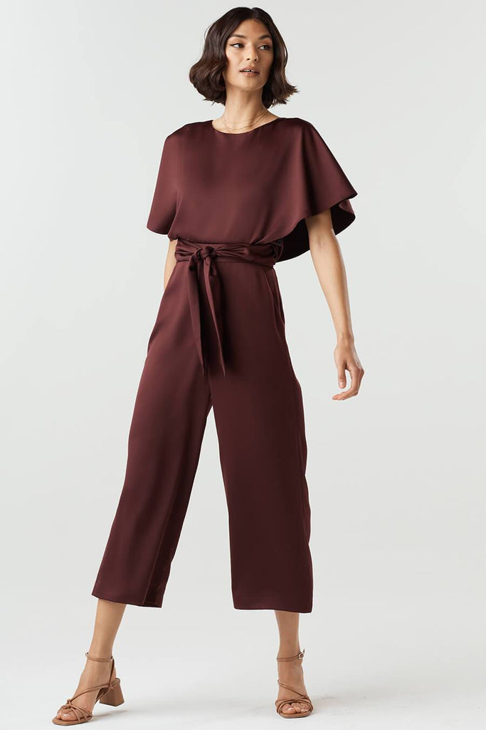 VETTA 0 / Wine The Satin Cape Jumpsuit capsule wardrobe