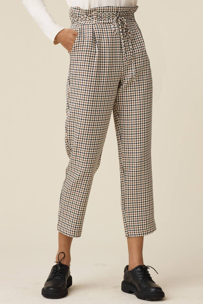 VETTA apparel 0 / Brown Plaid The Paperbag Tie Pant capsule wardrobe