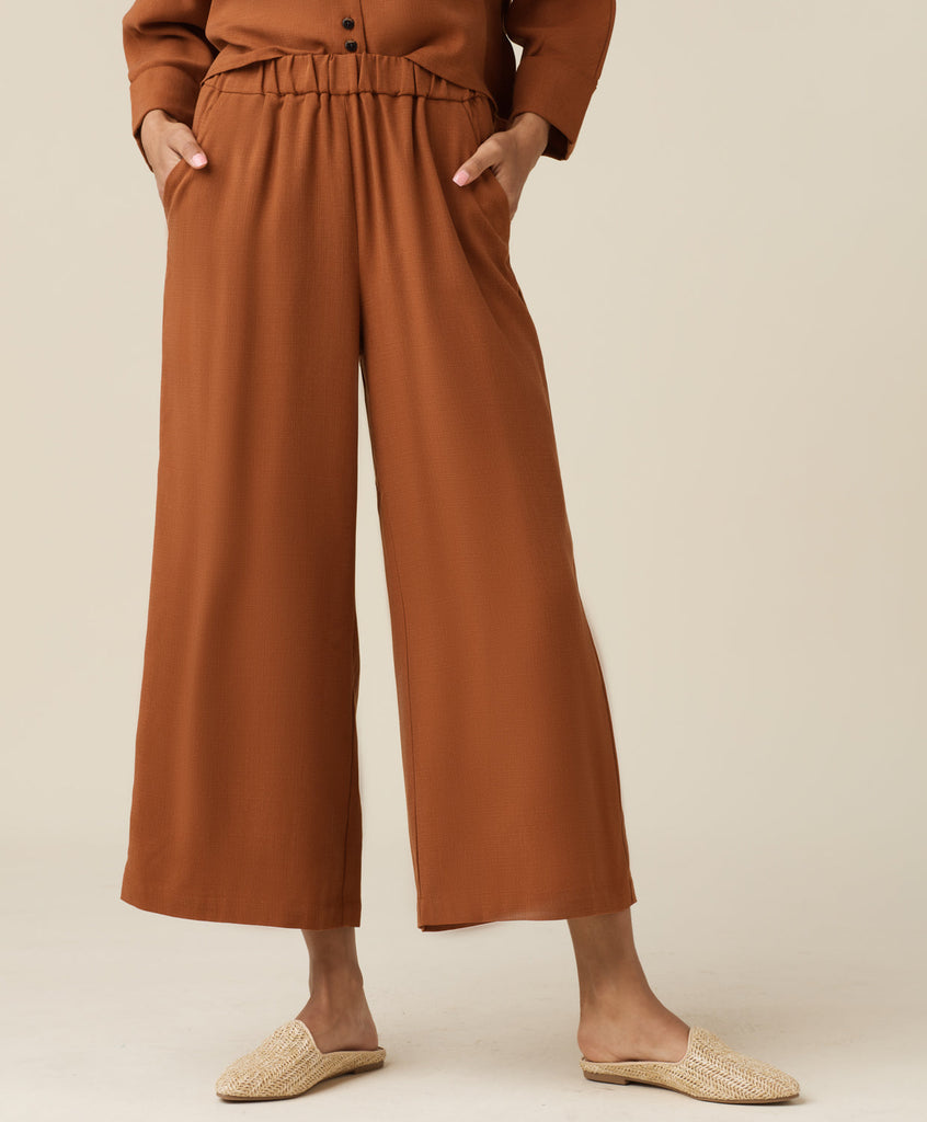 VETTA Apparel & Accessories Terracotta / XS The Wide Leg Crop Pant capsule wardrobe