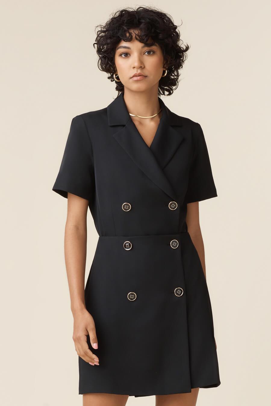 Double breasted button dress store