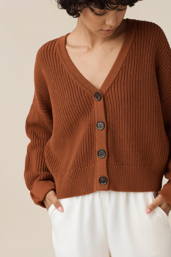 VETTA Apparel & Accessories XS / Terracotta The Chunky Cropped Cardigan capsule wardrobe