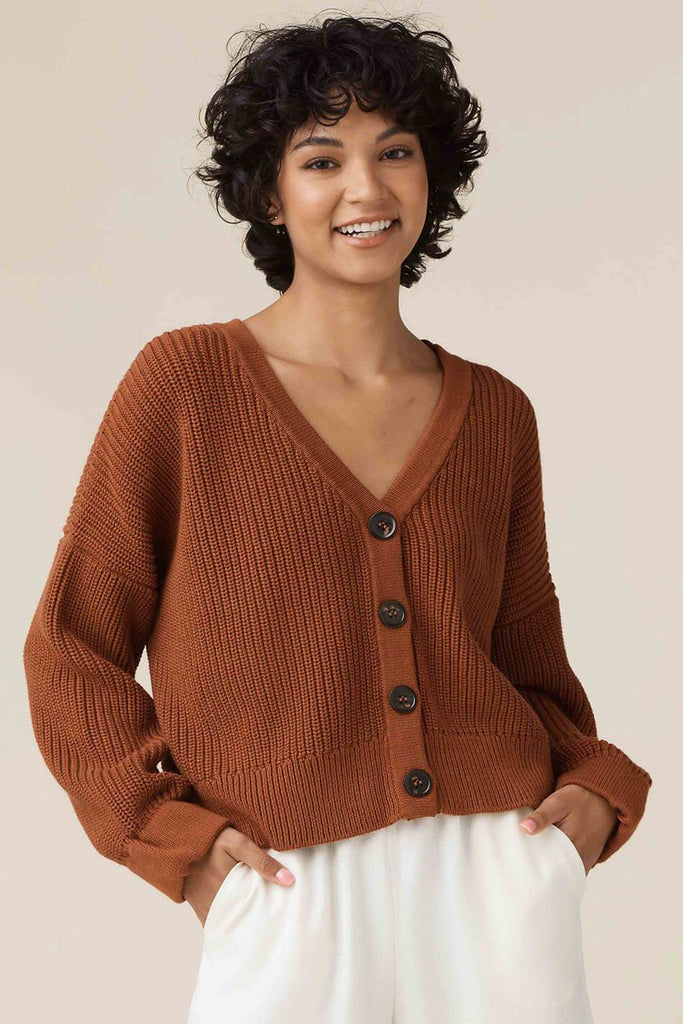 VETTA Apparel & Accessories XS / Terracotta The Chunky Cropped Cardigan capsule wardrobe