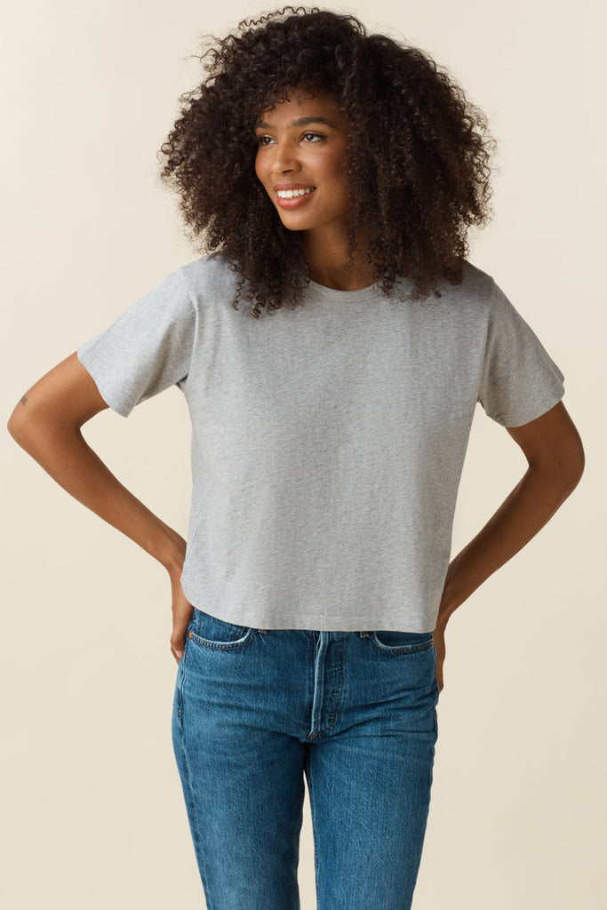 VETTA apparel Heather Grey / XS The Boxy Cropped Tee capsule wardrobe