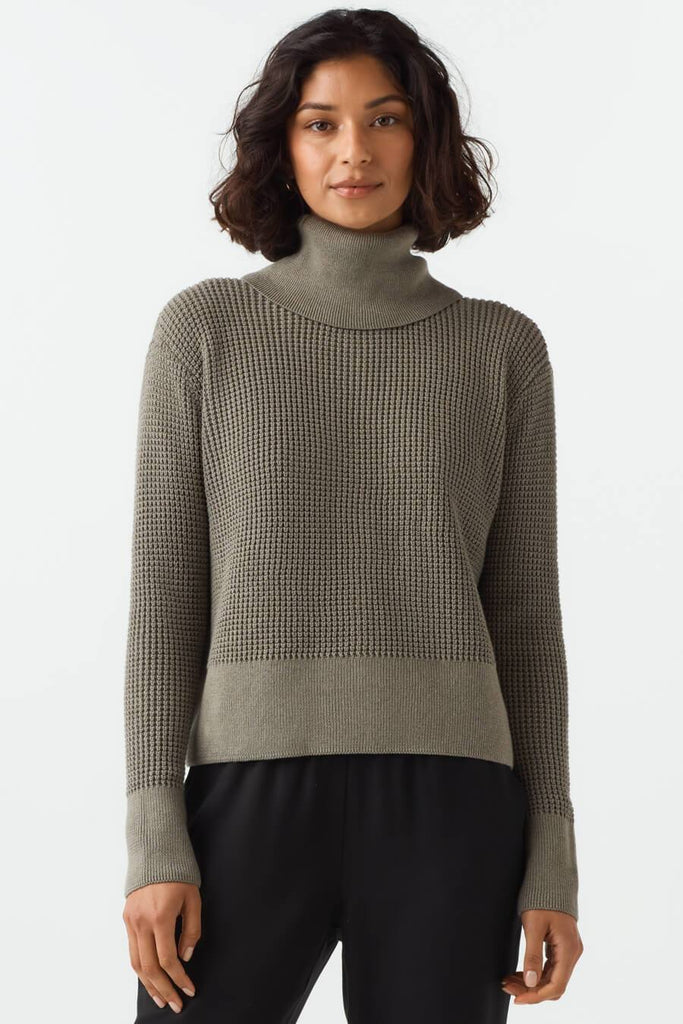 VETTA apparel The Convertible Waffle Mockneck Sweater capsule wardrobe