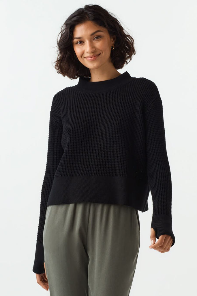 VETTA apparel The Convertible Waffle Mockneck Sweater capsule wardrobe