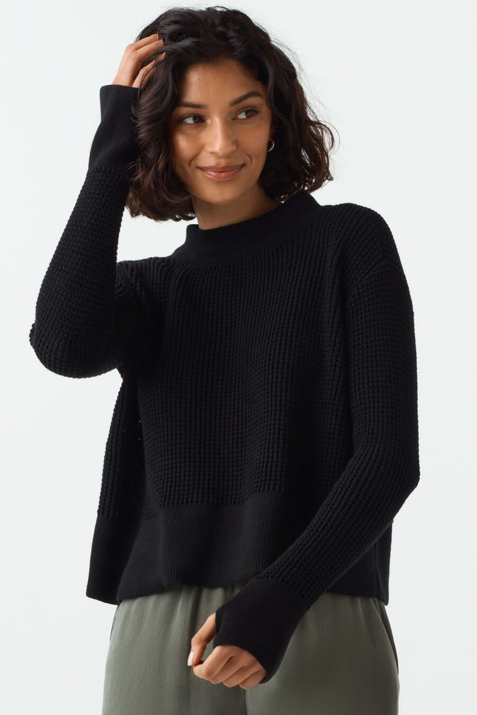 VETTA apparel The Convertible Waffle Mockneck Sweater capsule wardrobe