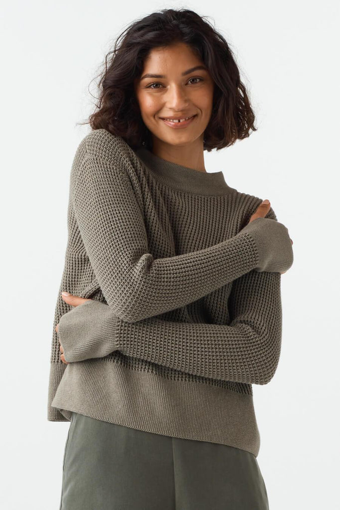 VETTA apparel The Convertible Waffle Mockneck Sweater capsule wardrobe