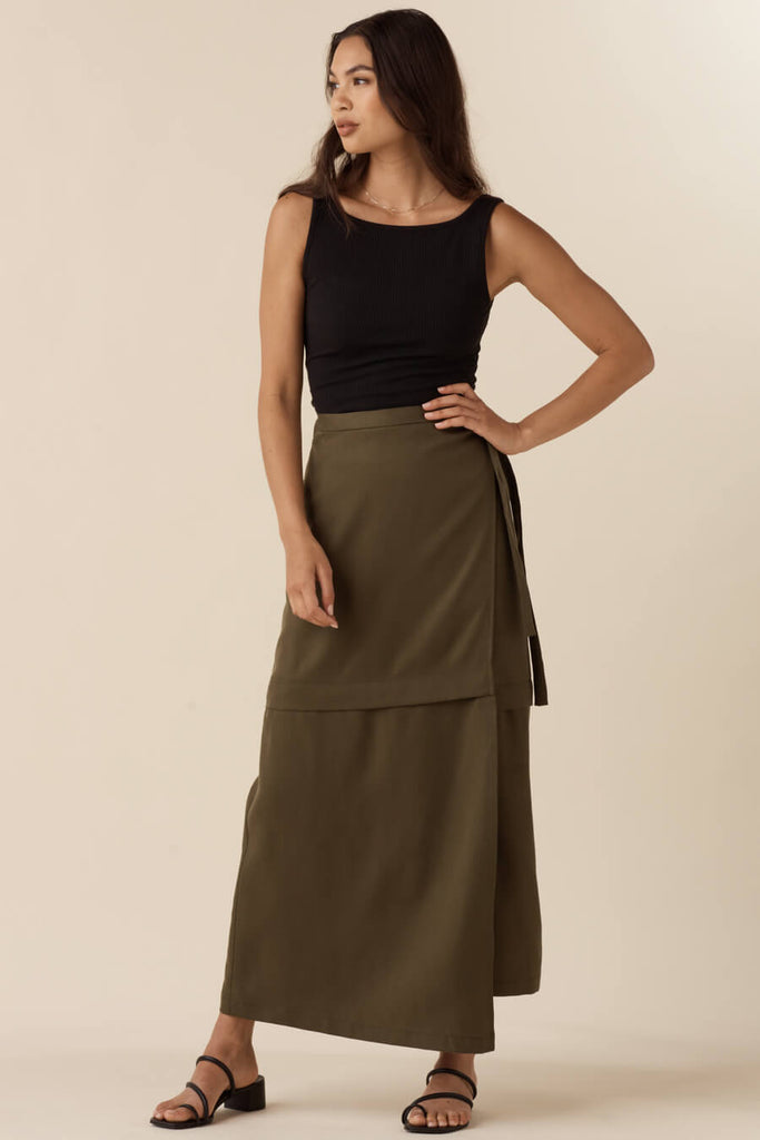 VETTA apparel The Convertible Wrap Midi Skirt capsule wardrobe