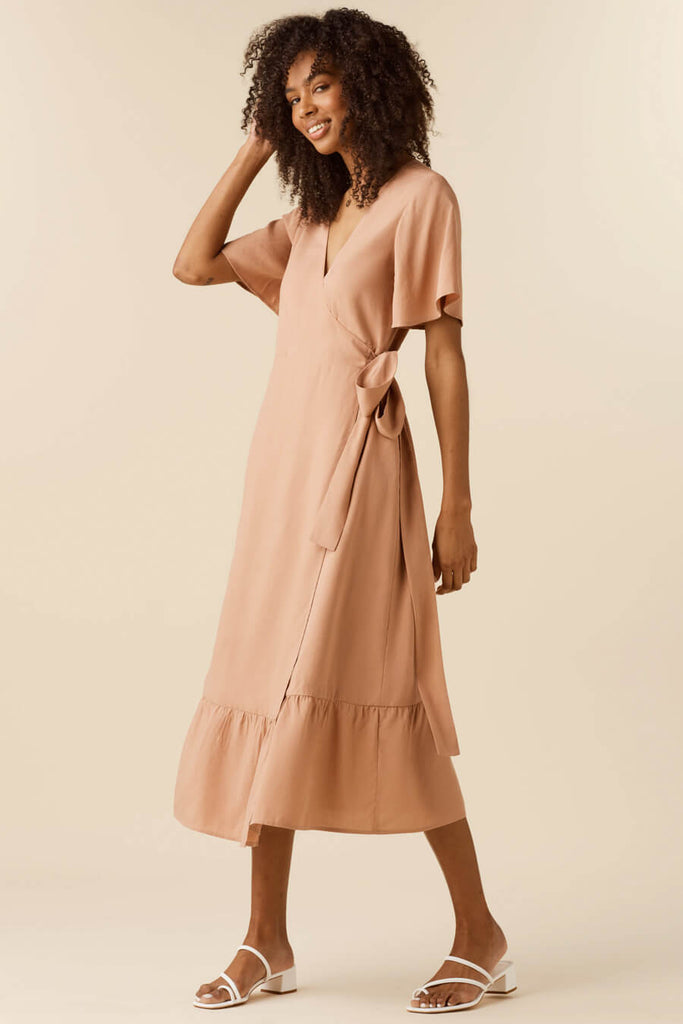 VETTA apparel The Flutter Sleeve Wrap Dress capsule wardrobe