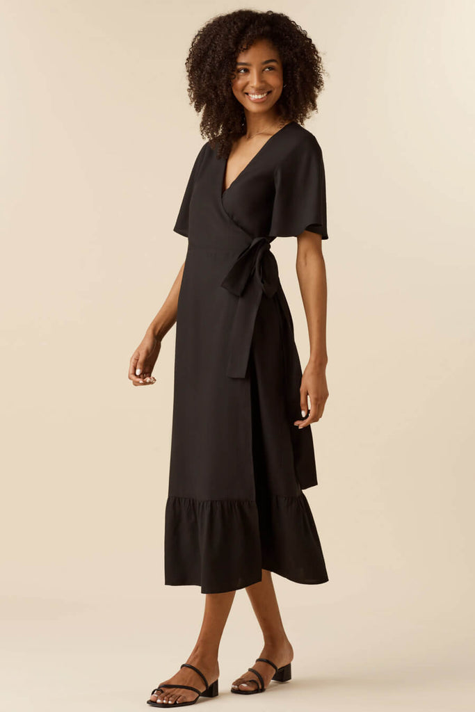 VETTA apparel The Flutter Sleeve Wrap Dress capsule wardrobe