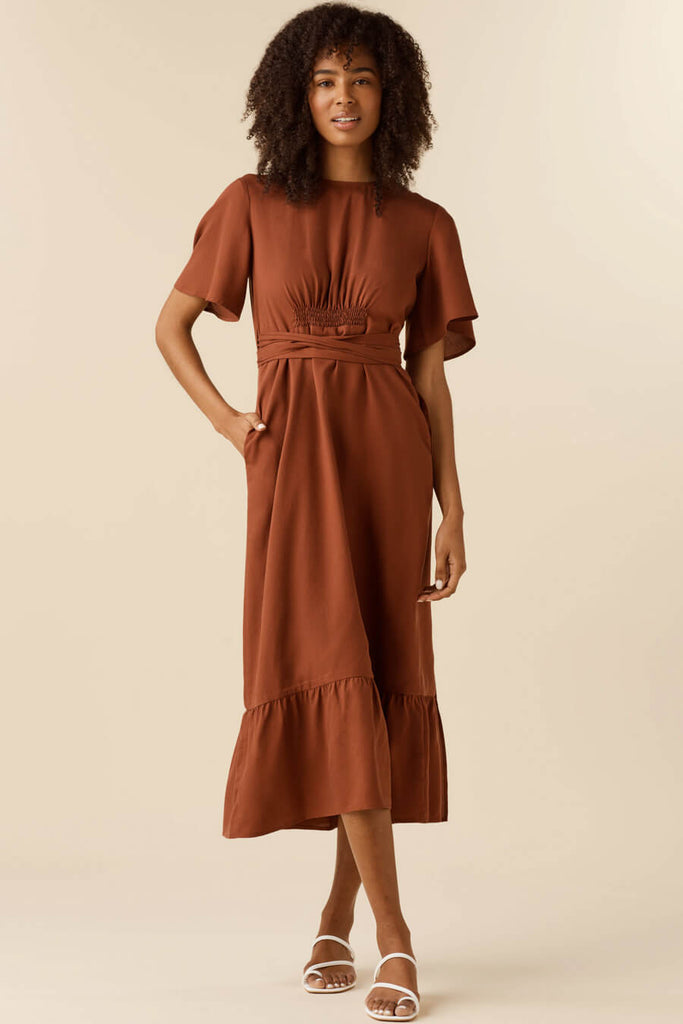VETTA apparel The Flutter Sleeve Wrap Dress capsule wardrobe
