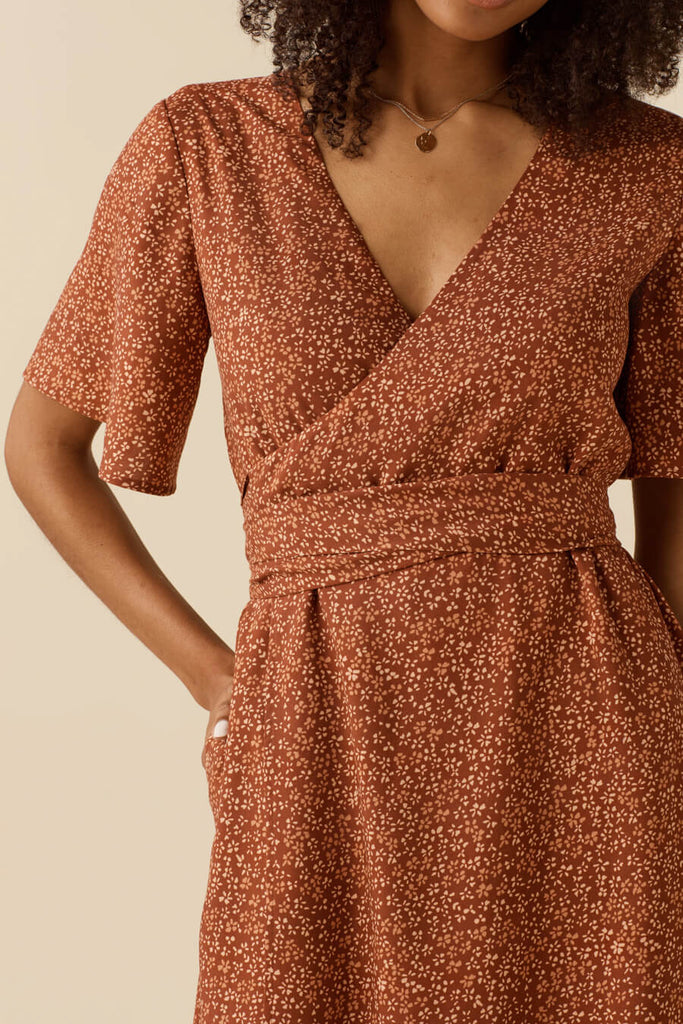 VETTA apparel The Flutter Sleeve Wrap Dress capsule wardrobe