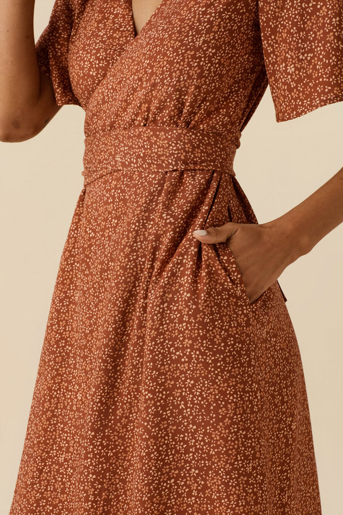 VETTA apparel The Flutter Sleeve Wrap Dress capsule wardrobe
