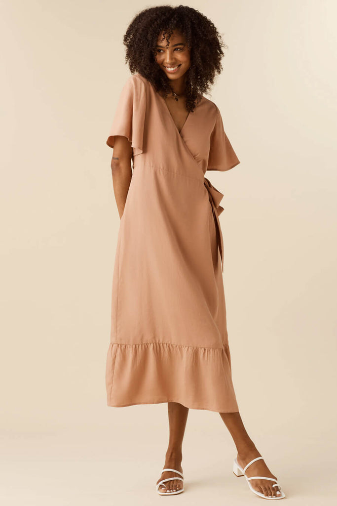 VETTA apparel The Flutter Sleeve Wrap Dress capsule wardrobe