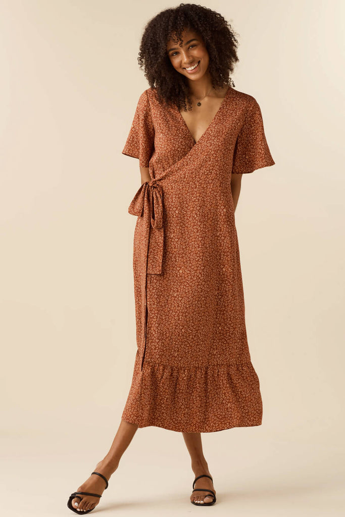 VETTA apparel The Flutter Sleeve Wrap Dress capsule wardrobe