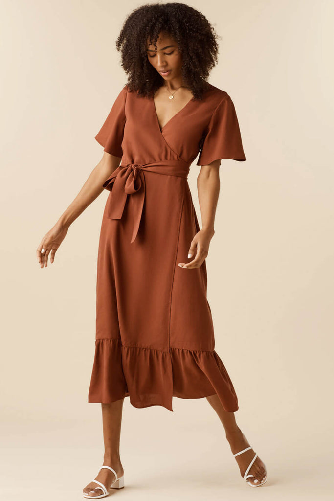 VETTA apparel The Flutter Sleeve Wrap Dress capsule wardrobe
