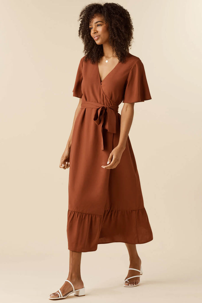 VETTA apparel The Flutter Sleeve Wrap Dress capsule wardrobe