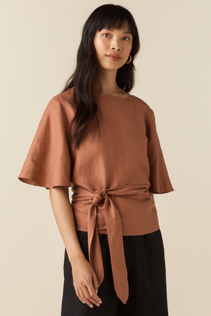 VETTA apparel The Flutter Sleeve Wrap Top capsule wardrobe
