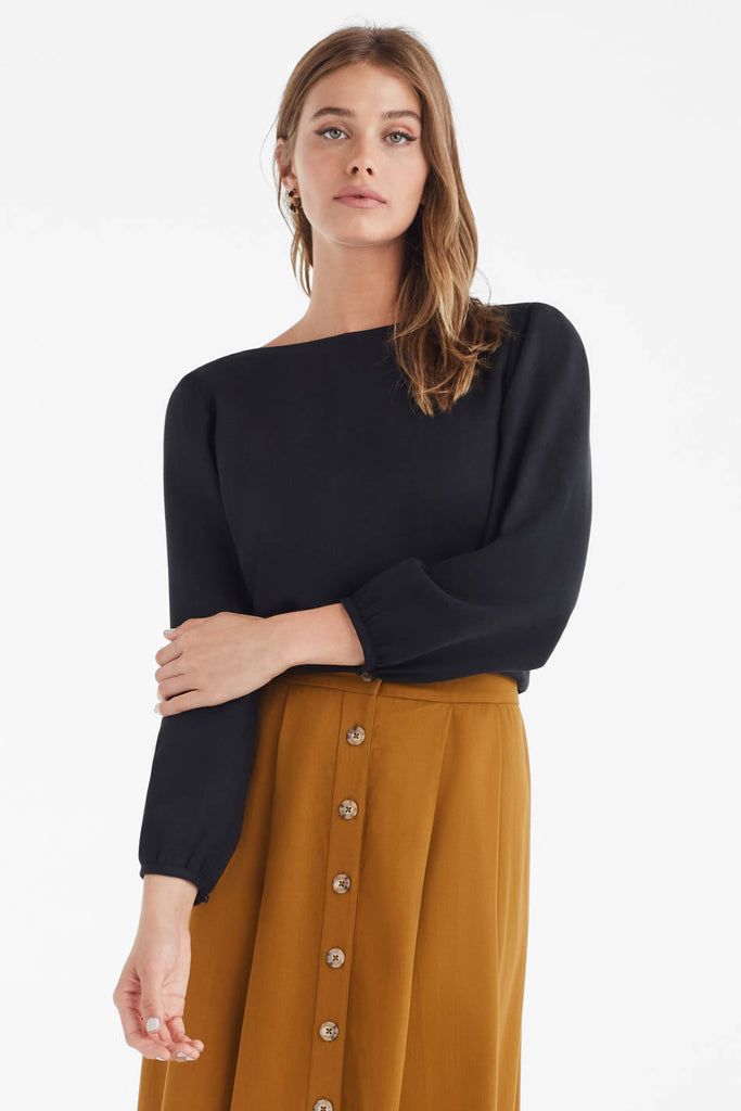 VETTA apparel The Gathered Sleeve Wrap Top capsule wardrobe