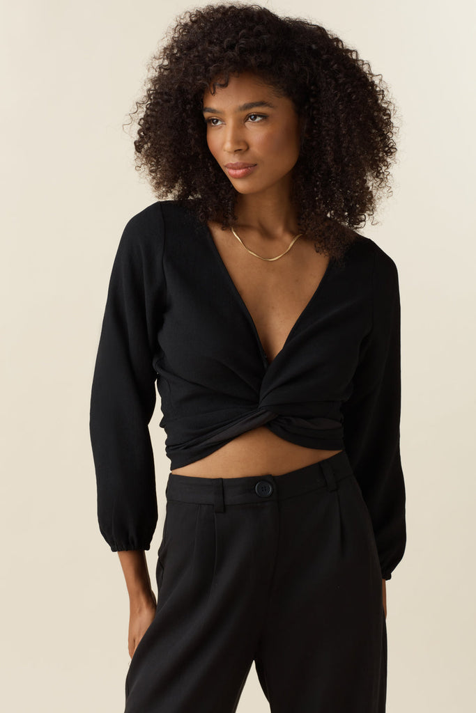 VETTA apparel The Long Sleeve Wrap Top capsule wardrobe