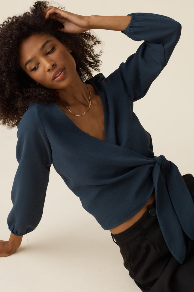 VETTA apparel The Long Sleeve Wrap Top capsule wardrobe