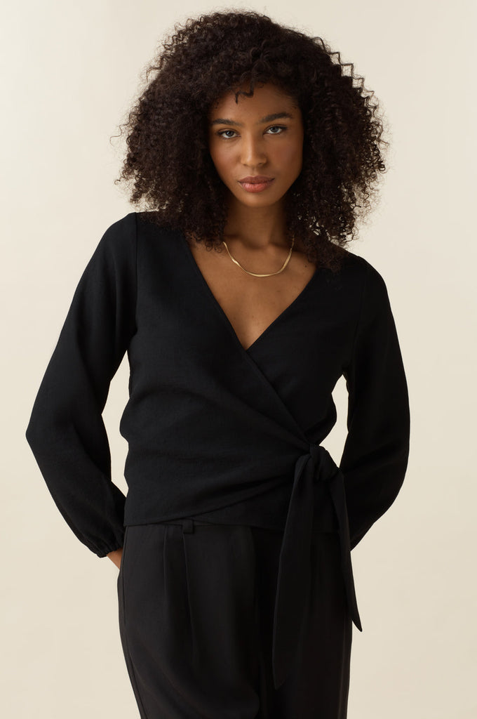 VETTA apparel The Long Sleeve Wrap Top capsule wardrobe