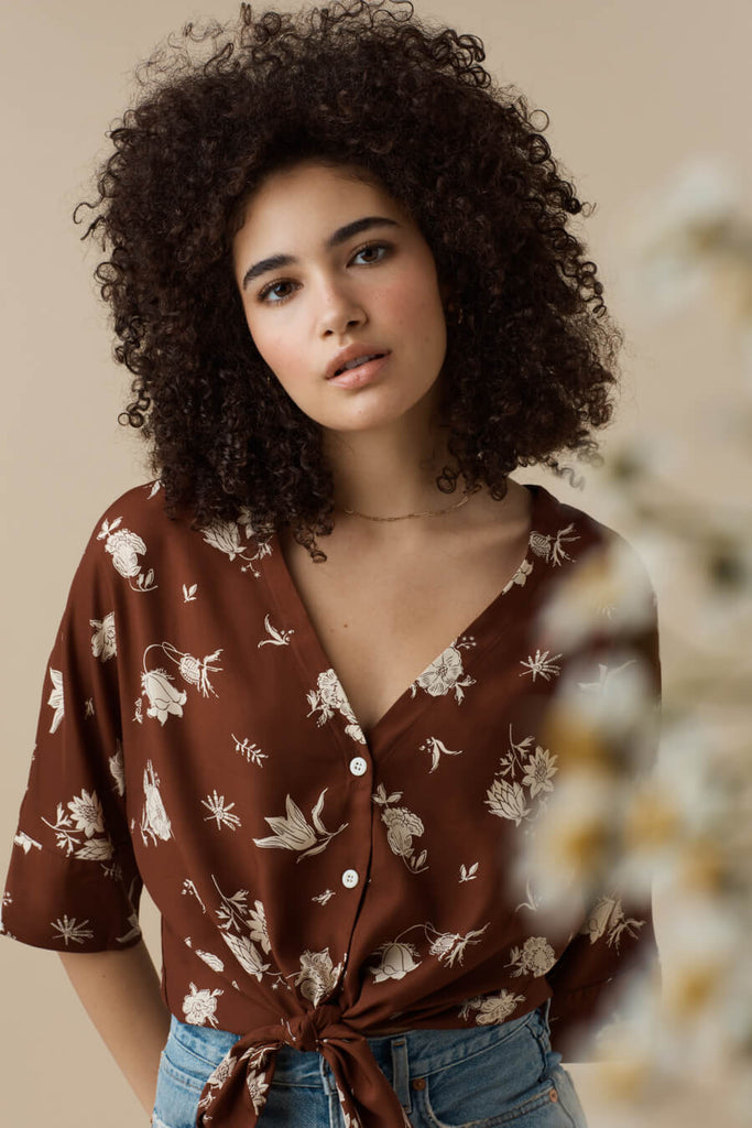 VETTA apparel XS / Brown Floral The Boyfriend Shirt - Limited Edition capsule wardrobe