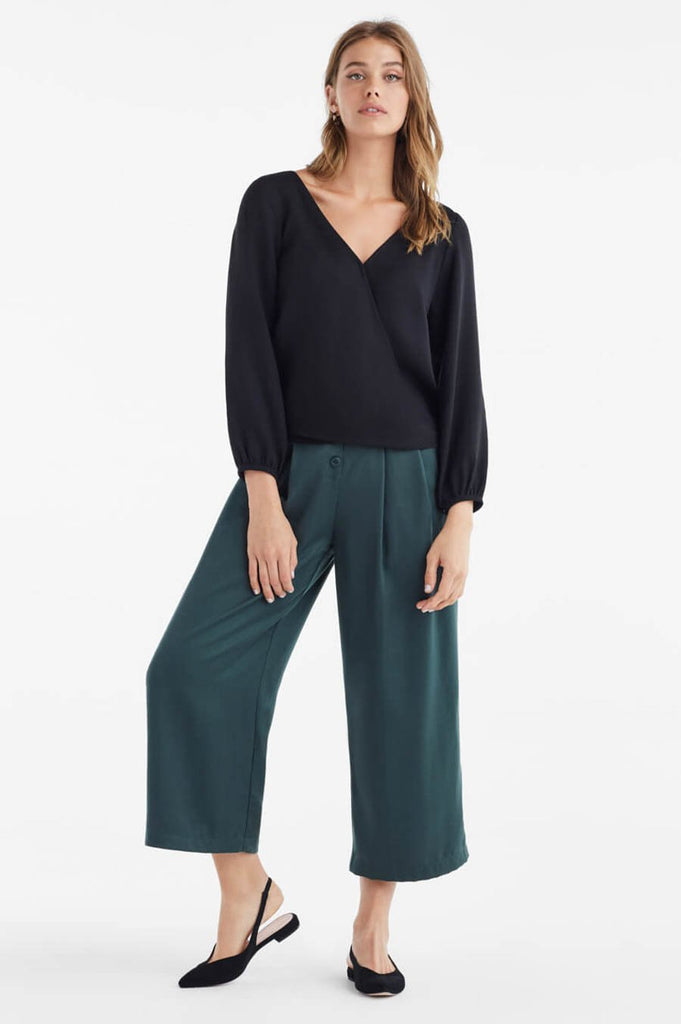 VETTA The Gathered Sleeve Wrap Top capsule wardrobe