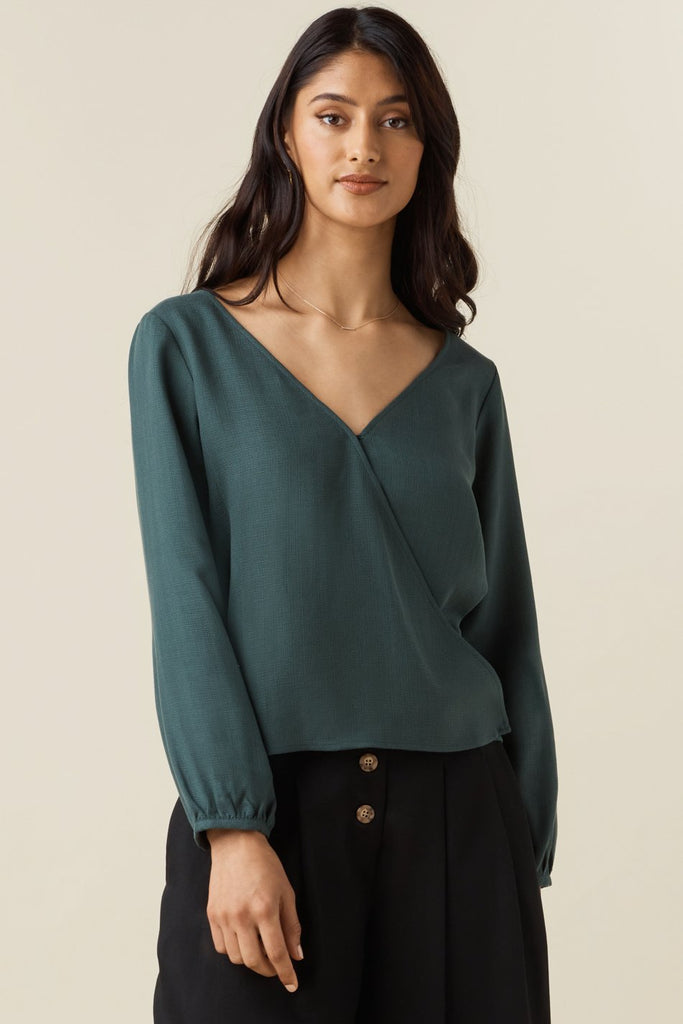 VETTA The Gathered Sleeve Wrap Top capsule wardrobe