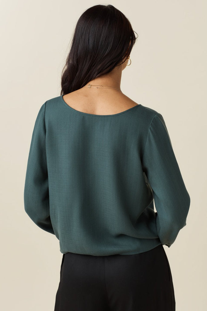 VETTA The Gathered Sleeve Wrap Top capsule wardrobe