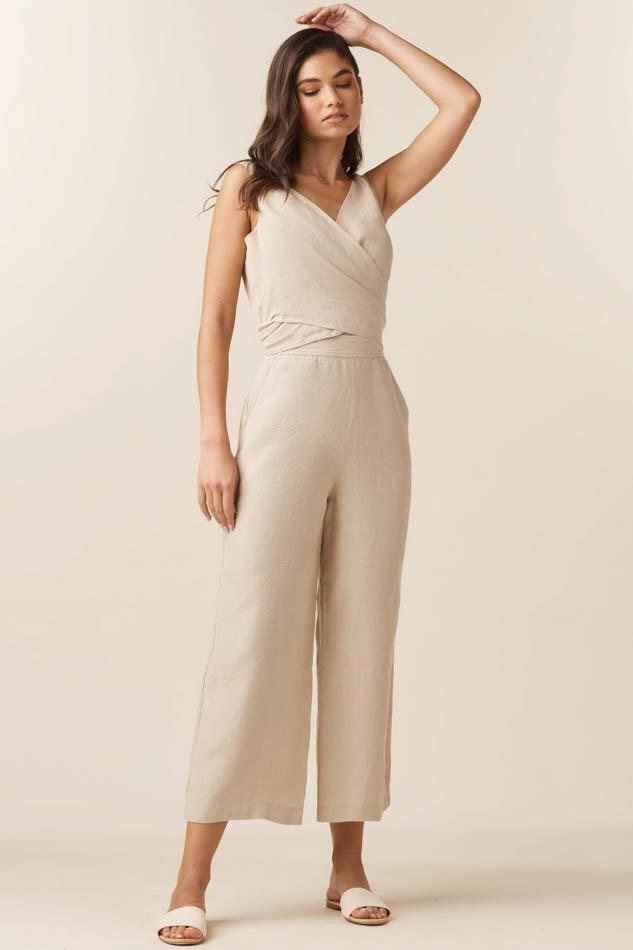VETTA The Linen Two Piece Apron Jumpsuit capsule wardrobe