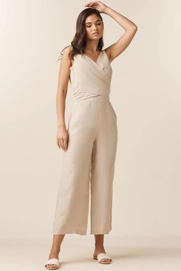 VETTA The Linen Two Piece Apron Jumpsuit capsule wardrobe