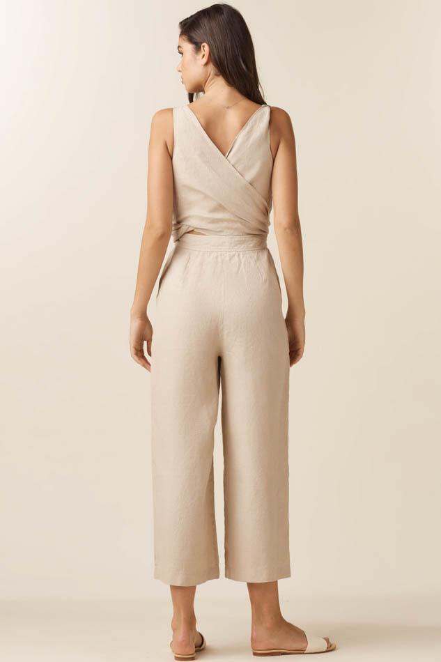 VETTA The Linen Two Piece Apron Jumpsuit capsule wardrobe