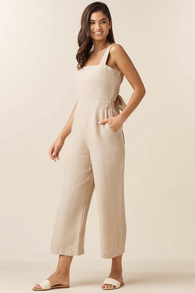 VETTA The Linen Two Piece Apron Jumpsuit capsule wardrobe