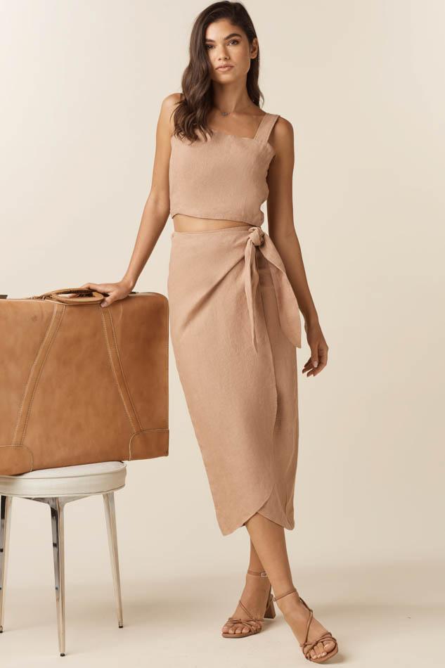 VETTA The Linen Wrap Midi Skirt capsule wardrobe