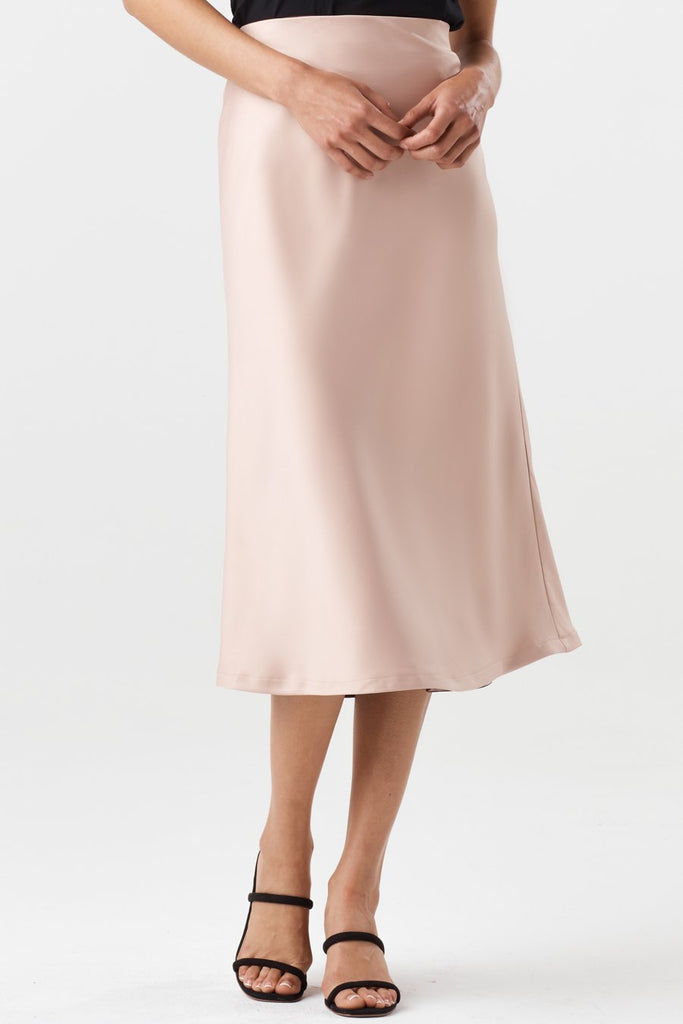 VETTA The Reversible Satin Midi Skirt capsule wardrobe