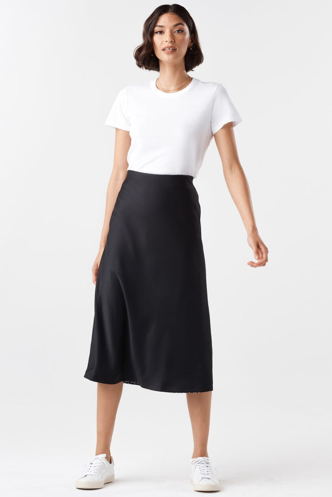 VETTA The Reversible Satin Midi Skirt capsule wardrobe