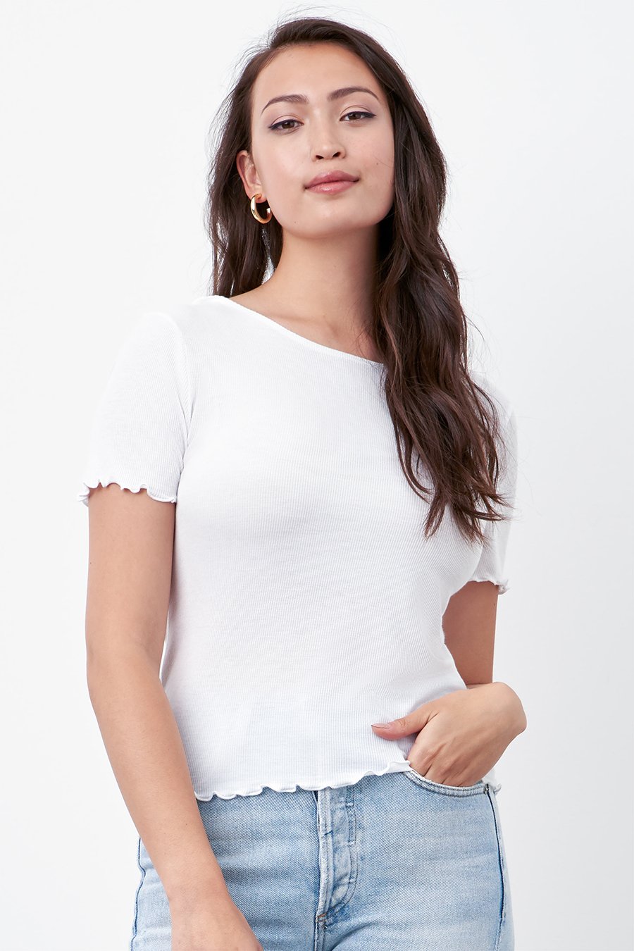 Collarless Square Neck T-Shirt