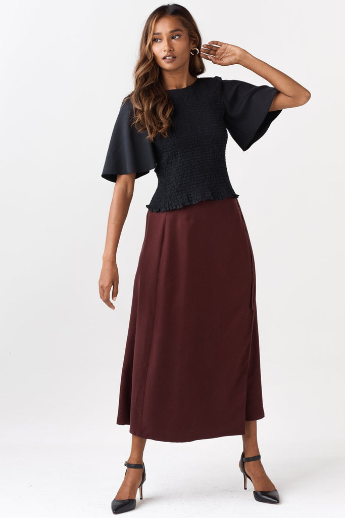 VETTA The Smocked Flutter Sleeve Blouse capsule wardrobe
