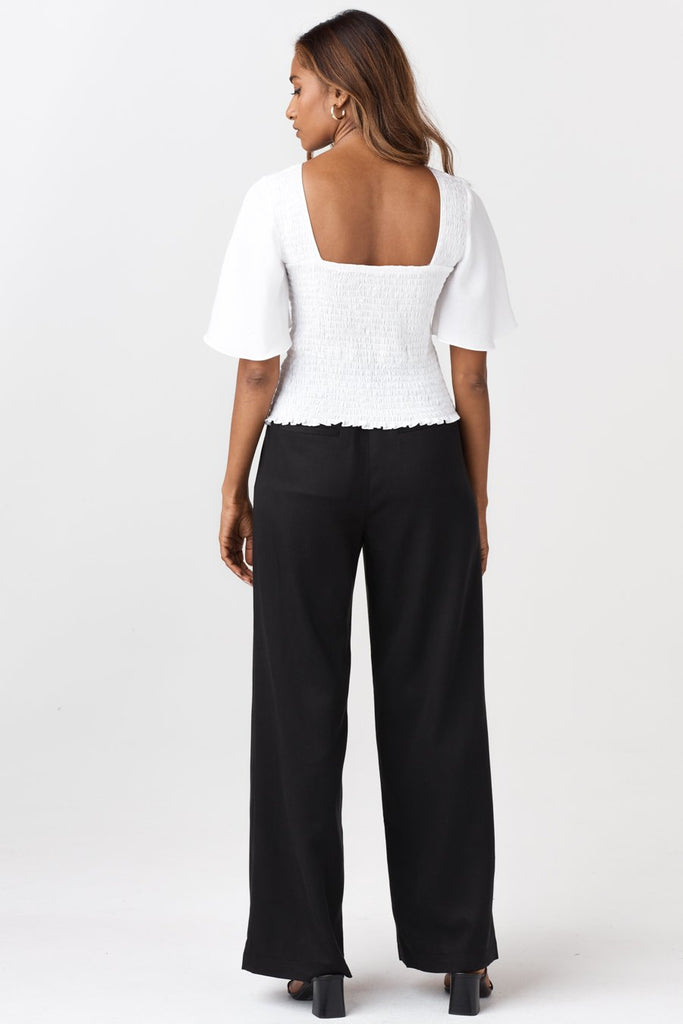 VETTA The Smocked Flutter Sleeve Blouse capsule wardrobe