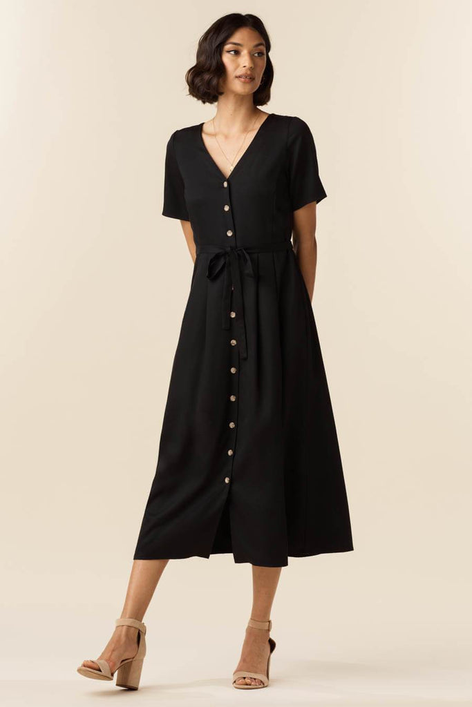VETTA XS / Black The Button Up Midi Dress capsule wardrobe