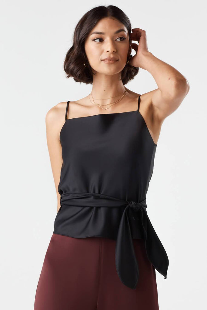 VETTA XS / Black The Satin Wrap Tank capsule wardrobe