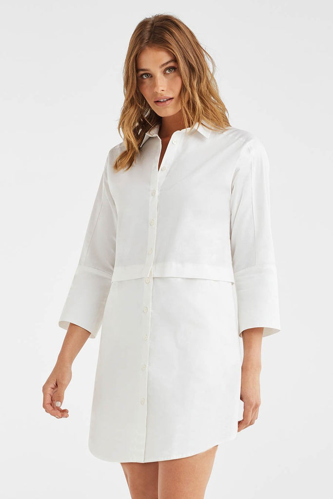 VETTA XS / White The Convertible Shirt Dress capsule wardrobe