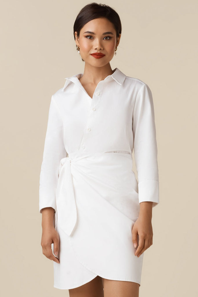 VETTA XS / White The Two Piece Wrap Shirt Dress capsule wardrobe