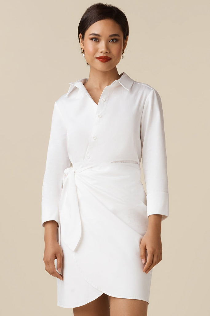 VETTA XS / White The Two Piece Wrap Shirt Dress capsule wardrobe